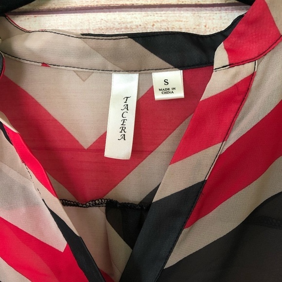 Tacera Chevron Sheer Blouse Size S - Picture 4 of 4
